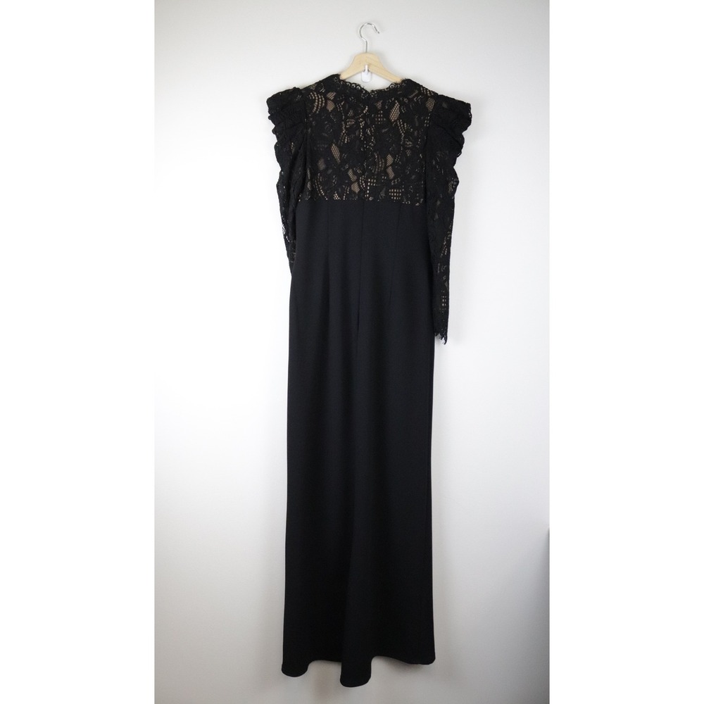 NWT Tadashi Shoji Marshal Crepe & Lace Gown Black BTF21173LX 6 - Picture 3 of 12
